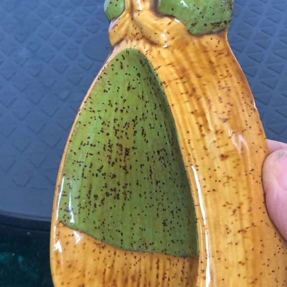 Vintage Maiden Spoon Rest Ceramic Green Gold Country Farmhouse Cottage Rustic - Picture 9 of 12